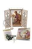 altarino per cappella cimiteriale Originale altarino devozionale dedicato a san Giuseppe (delle dimensioni 11 x 15 x 4 cm), in legno intarsiato a laser