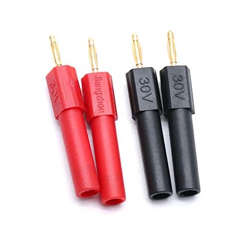 Hxchen 2mm Banana Male Plug to 4mm Female Socket Probe Adapter Black and Red - (4 Pcs) Cover