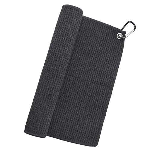 Deshionew Premium Microfiber Waffle Pattern Golf Towel with Carabiner Clip, Super Absorbent, Quick-Dry, Golf Cleaning Towel for Golf Ball Club Putter Iron