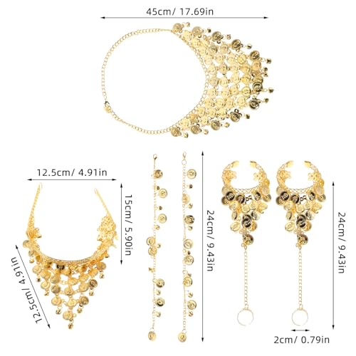 Accesorios para danza del vientre con acabado dorado elegante: juego de joyería GALPADA 2