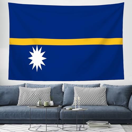 Tapisserie murale drapeau de Nauru 230x180 cm en tissu pour déco salon