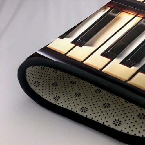 Tapis de sol lavable imprimé notes de musique et touches de piano