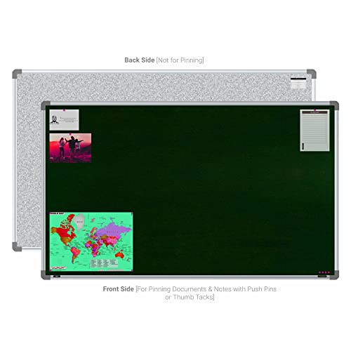 Image of Scholar Art Metis 3x5 Feet Fabric Pin-up Display Board for Home, Office & School | High Strength Velvet Cloth + High Density Soft Board for Pinning Photos, Sticky Notes & Reminders (Dark Green)