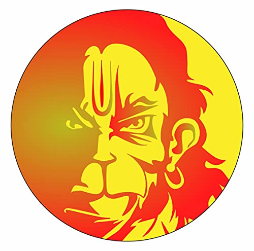 Image of CVANU Hanumanji Angry Face Religious Sticker for Scooty, Bike- All Two Wheeler Vehicle Vinyl Decal Size (11cm X 11cm) Multicolor