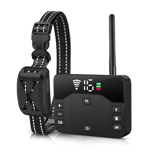 Wireless Dog Fence, Electric Fence for Dogs, Pet Containment System for Small Medium Large Dogs, Wireless Dog Fence System with Waterproof Collar Receiver, Black_1Collar