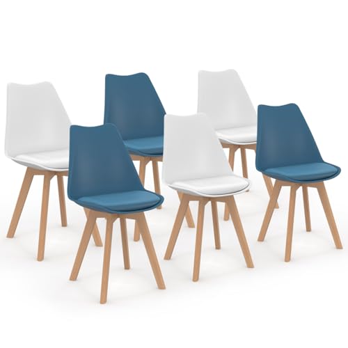 IDMarket - Lot de 6 chaises scandinaves SARA Mix Color Bleu Canard x3 et Blanc x3