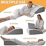 Bedluxe Leg Pillow Elevation Blood Circulation, Wedge Pillow for Legs Swelling, Leg Elevating Wedge Pillow for After Surgery, Foot Knee Pillow for Leg Rest, Sleeping, Memory Foam Top, 8in, White/Grey - Image 4