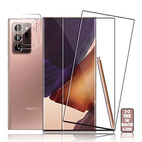 Galaxy Note 20 Ultra Screen Protector + Camera Lens Protector [ 2 + 2 Pack ][Anti-Scratch] [Compatible Fingerprint] [Case Friendly] Clear HD Protective Film for Samsung Galaxy Note 20 Ultra