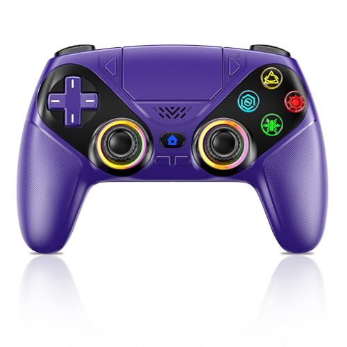 LENISUOLE Wireless Controller for PS5/PlayStation 5 & PC - Purple, Bluetooth Gamepad with Turbo,...