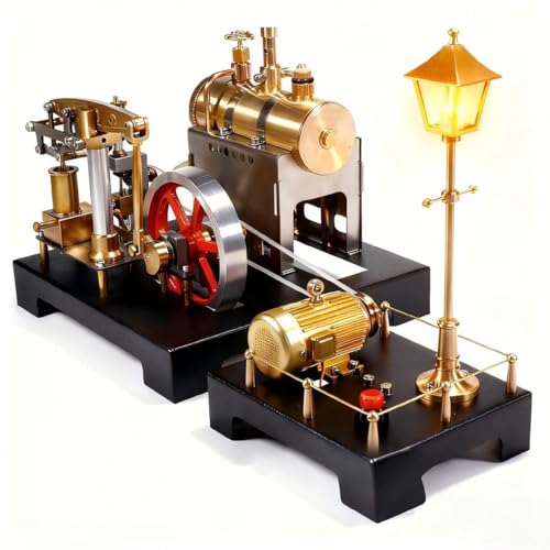 RETROL SE-01 Steam Engine Kit with Generator and Lamp Scene Metal Stationary Beam Steam Generator Gifts Build Your Own Engine That Works 84 PCS