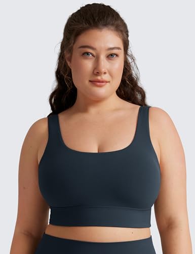 Image of CRZ YOGA Butterluxe U Back Sports Bras | Light Support, Removable Pads, Yoga, Extremely Soft, Longline, Scoop Neck, Wide Straps, for Women