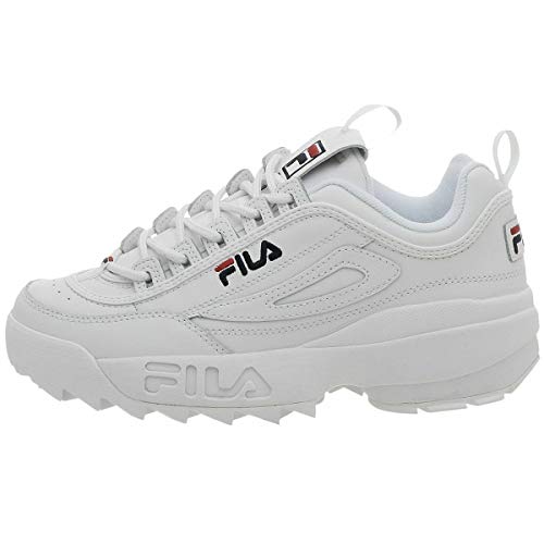 Fila Disruptor II FW02945-111 Leather Youth Trainers - White Peacoat Red - 38