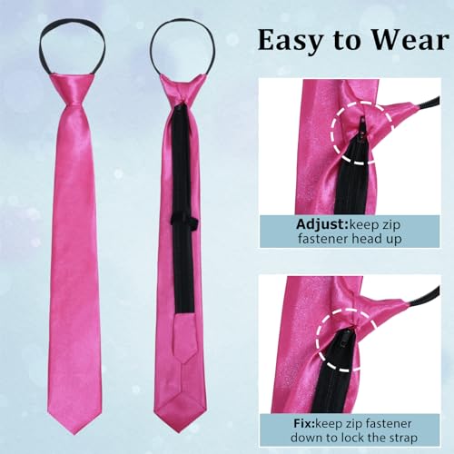 Image of Luckyvestir Womens Tie, Pre Tied Black /Red Ties for Women Adjustable Zipper Womens Necktie