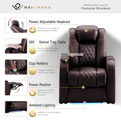 Image of Weilianda Home Theater Seating, Top Grain Leather Movie Theater Chair