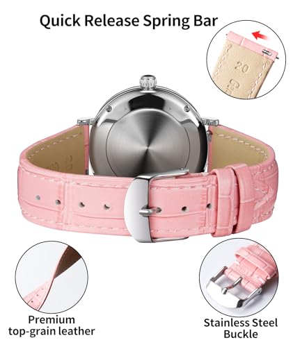 Image of BINLUN Leather Watch Band Genuine Calfskin Replacement Watch Strap Quick Release Crocodile Pattern 10 Colors 13 Sizes for Men Women(10mm,12mm,14mm,16mm,17mm,18mm,19mm,20mm,21mm,22mm,23mm,24mm)