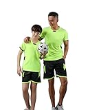 Kinder Sport Kleidung Set Kinder Jungen Trainingsanzug Sportanzug Kurzarm Sportshirt Fit Sportshorts Set für Fußball Basketball Fitness Freizeit Outfits Höhe145-155CM-Gr.26/10-11Jahre (Light Green)