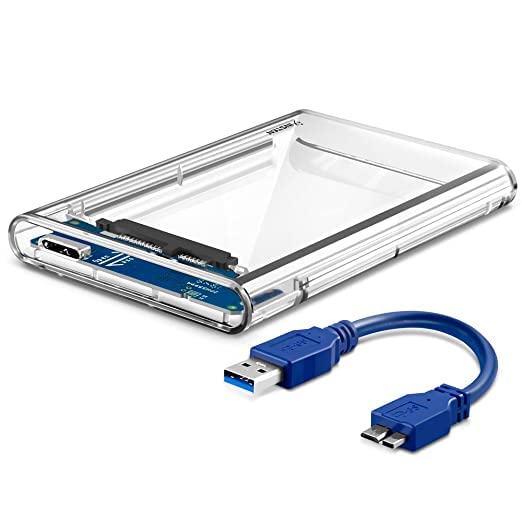 ULTRABYTES 2.5 inch SSD Sata Hard Disk External Portable Case Cover USB3.0 (Transparent)
