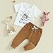 Gureui Toddler Baby Boy Easter Outfit 18-24 Months Crewneck Short Sleeve T-Shirt Top Pants Infant Summer Clothes
