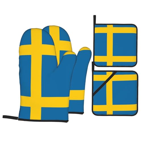 WHJSHOP 4-teiliges Set mit schwedischen Flaggen-Aufdrucken, 4-teiliges...