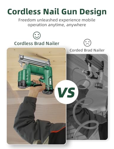 Image of KIMO 18 Gauge Nail Gun Cordless with Battery 2.0Ah X 2 & Fast Charger, 5000pcs Nails, Single&Contact Firing, 180 Nails /min, LED Light, Adjustable Nailing Depth Cordless Brad Nailer for DIY Project