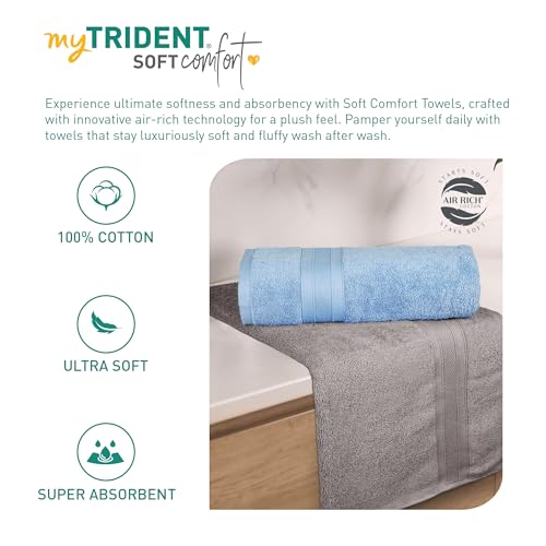 Image of MYTRIDENT Soft Comfort Air Rich 100% Cotton Towels for Bath, 500 GSM Large Size Bathroom Towels for Men /Women, 2PC Bath (69 cm x 137 cm), Charcoal and Allure