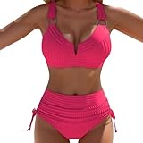 Traje De Baño Mujer Tamaño Grande Traje De Baño Dos Piezas con Escote En U Y para Mujer Cintura Alta Y Elegante Ideal para Temporada Verano Playa Micro Bikini Sexy Extremo (M)
