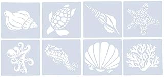 MILISTEN 8 Mixed Sea Creatures Stencils Set Plastic Sea Painting Templates for DIY Art Crafts Scrabooking Painting, Drawing Stencils Sea Reusable Stencil