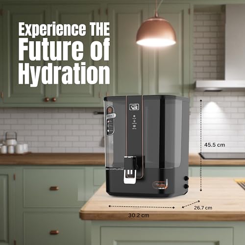 Image of Shapure Aqua V5 RO Water Purifier | 8 Stage RO | Prefilter + Sediment + UV + mTDS and 4 in 1 Mineral + Copper + Alkaline + Zinc Filters | 9L Storage Tank (Mirror Black - V101)