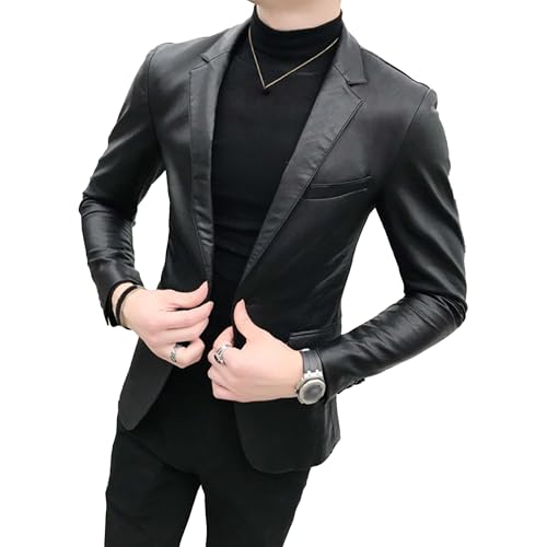 Chaqueta de cuero para hombre estilo blazer slim fit miniatura 1