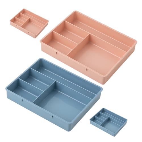 HOUDERCO 4個 多機能仕切り収納ボックス 引き出し用デスクトップ整理トレー 化粧品 文具収納ケース キッチン 洗面所 オフィス対応