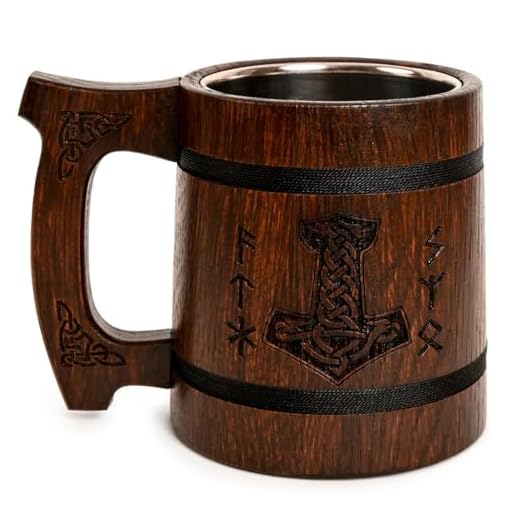 Teslyar 0.6 Tazza Vichinga | Birra Viking | Vichingo | Boccale birra in legno vichingo | Regalo Uomo | Regalo Natale Uomo | Boccale birra in legno | Boccale vichingo | Bicchiere Vichingo | Thor
