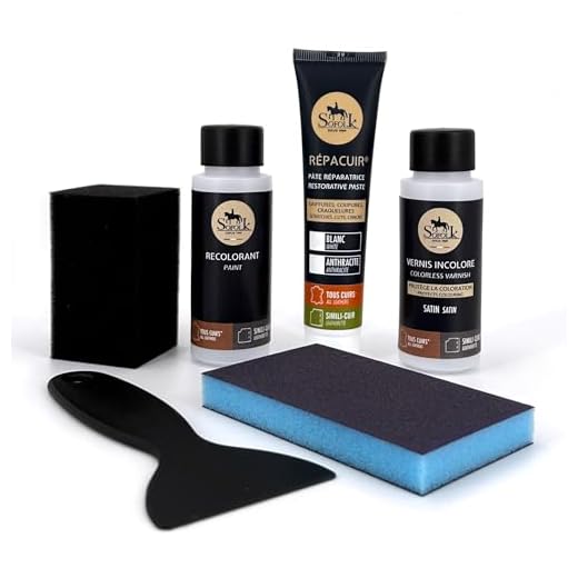 Kit de Rénovation Cuir 21 COULEURS proposées : Réparation + Peinture Cuir + Vernis pour VOLANT ou retouche de siège auto, chaise, sellerie, blouson, veste, chaussure, etc (GRAPHITE - RAL 9011)