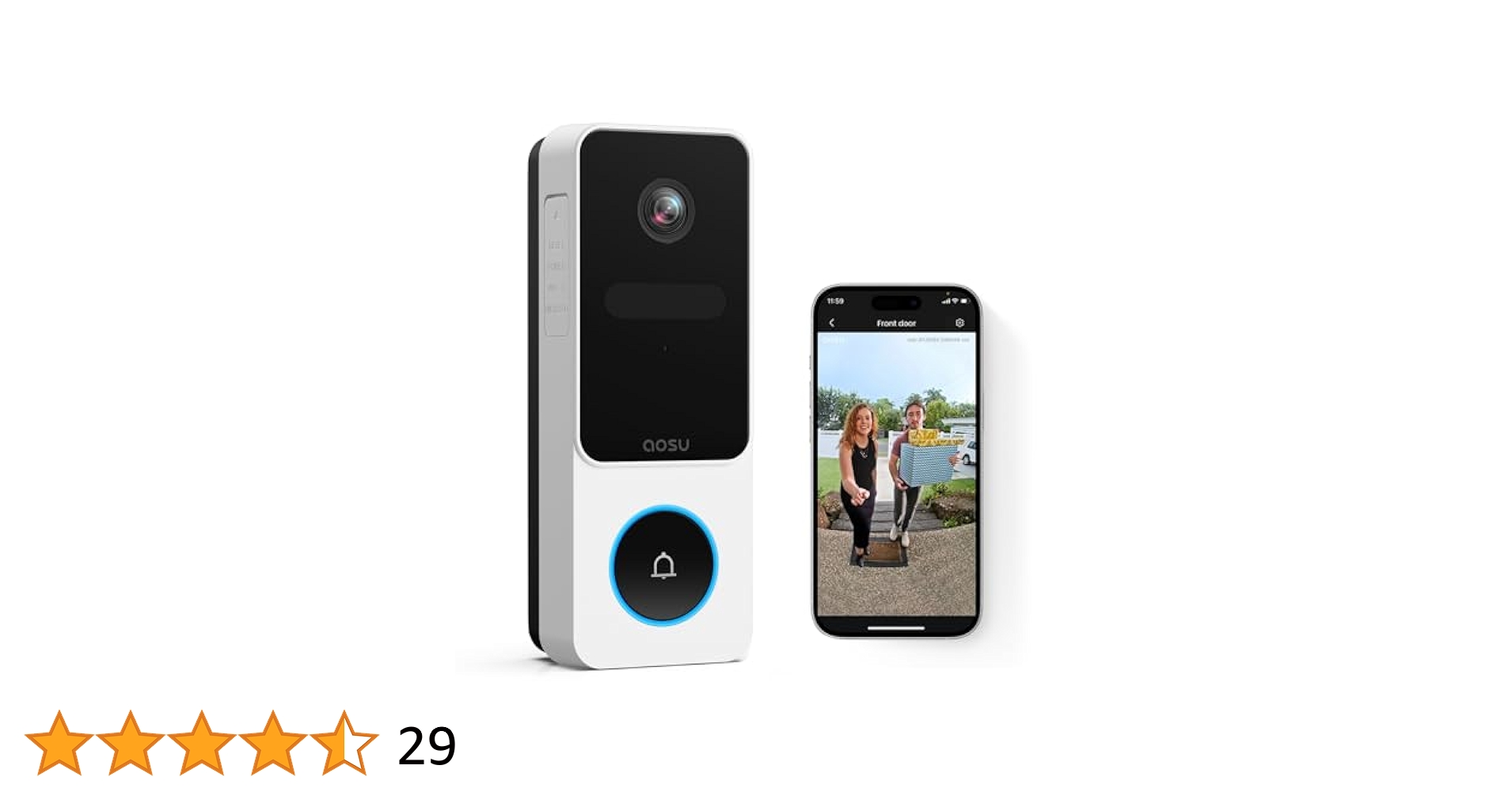 AOSU 2K ワイヤレス カメラ付き インターホン 外出先から通話可