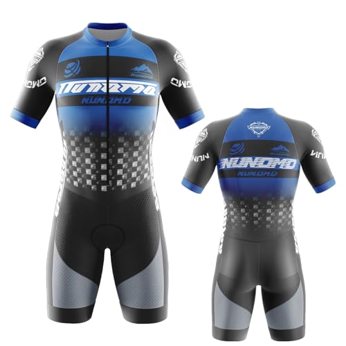 2024 Triathlon Anzug Herren - Einteiliges Radtrikot - Trisuit Einteiler – Triathlonanzug - Radsportanzug gepolstert einteilig - 3Taschen für Wettkampf Run, Cycle, Swim,Strumpfhosen (Type-9,S)