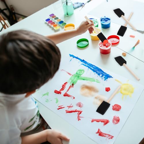 Giantree 5 Stück Schaum Pinsel Malerei, 1 Zoll Schwammpinsel, Farbschwammpinsel mit Holzgriff Schaumstoffpinsel Farbapplikator Malschwammstempel Malzubehör für DIY Bastelprojekte Erwachsene Kinder