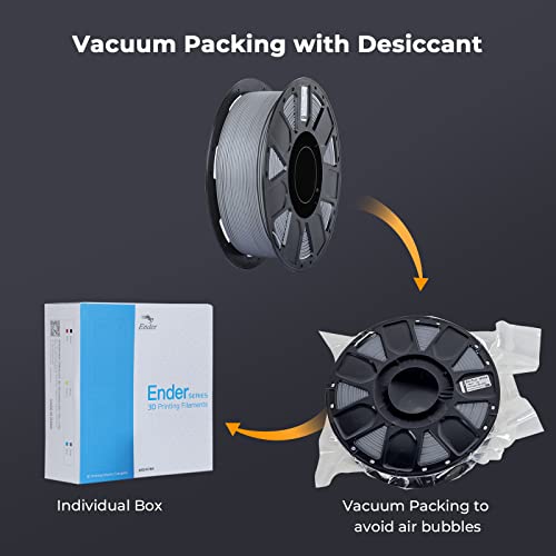 Image of Creality PLA Filament 1.75mm, Tough and Durable 3D Printer Filament with + /-0.02mm Accuracy, Smooth Printing 1KG Spool, Grey