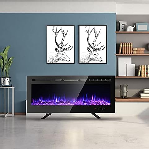 M.C.Haus 102cm Electric Fireplace Low Noise Recessed Wall Mounted and Freestanding, Adjustable Flame Colors, Remote Control with Timer Touch Screen, 900W/1800W Cover