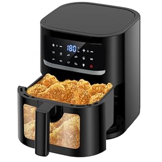 7L Air Fryer Fenetre Visible | Friteuse Sans Huile Eingebaute Beleuchtung, 9-en-1 Programmes Friteuse Air Fryer Commande Tactile Température max 200℃, Friteuse à Air XL 1800W Cuisiner Moins D'huile