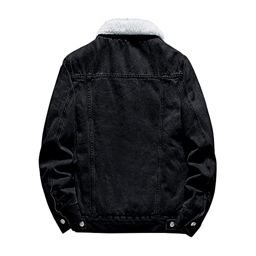 Ymosrh Work Coats, Mens Casual Jackets Fashion For Dates Work Jackets Men Spring Shacket With Hood Men's Winter Lined Denim Jacket Windbreaker Trucker Wool Large Flannel Hoodie Fleece (6Xl, Black) #TOP3