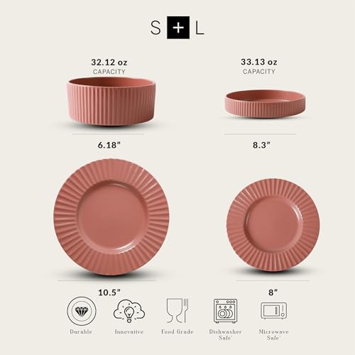 Image of Christian Siriano Lusso 16-Piece Dinnerware Set Stoneware, Redwood