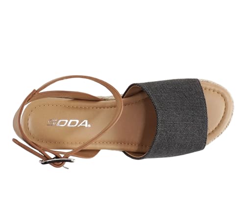 Image of Soda Topic Open Toe Buckle Ankle Strap Espadrilles Flatform Wedge Casual Sandal