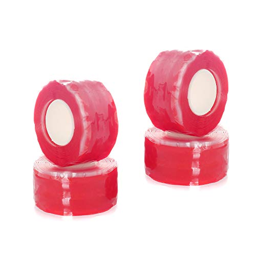 Preisvergleich Produktbild TUKA 12m Selbstschmelzendes Silikonband, Mehrzweck Reparaturband Isolierband Dichtungsband, Selbstschmelzendes Silikon Wickelband Wasserdicht Wetterfest, 25mm breit, 4x3m, Rot, TKD5041-4x
