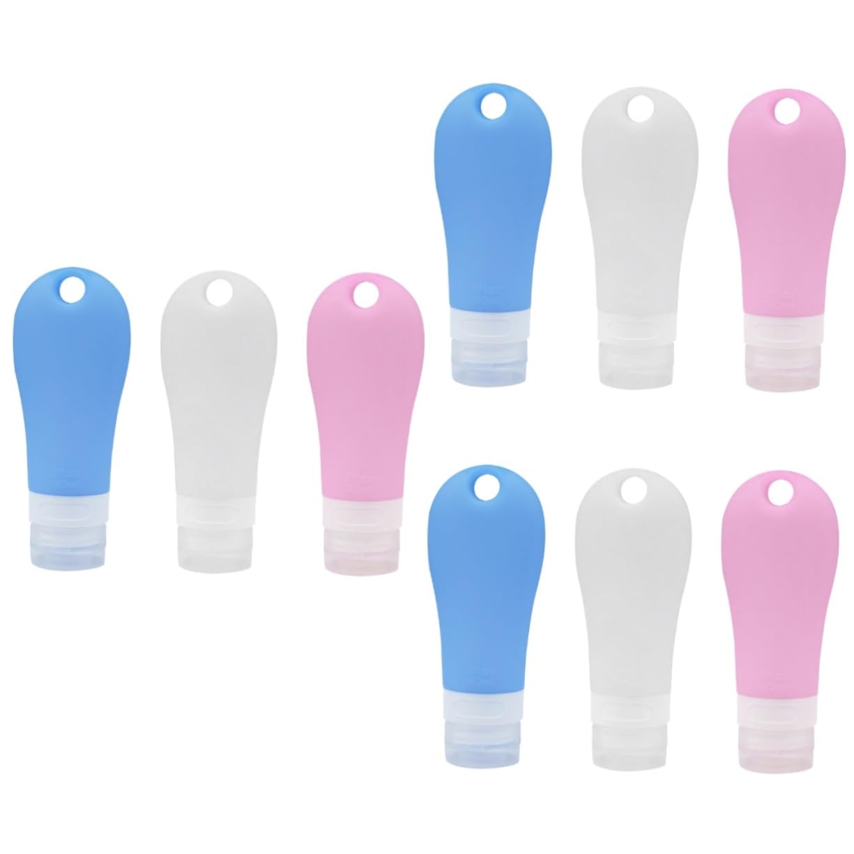 DOITOOL 9pièces Bouteilles De Voyage Silicone Distributeurs De Et Contenants De Lotion Étanches Rose Bleu Et Blanc