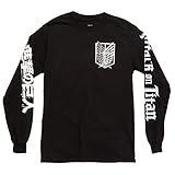 Attack on Titan Shirt Scout Shield Survey Corps Long Sleeve Crewneck Mens Graphic T-Shirt - Small...