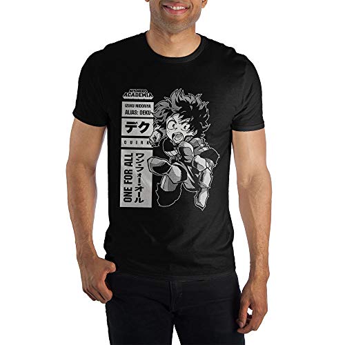 MHA My Hero Academia Izuku Midoriya One for All Quirk Men's Black T-Shirt Tee Shirt-Medium
