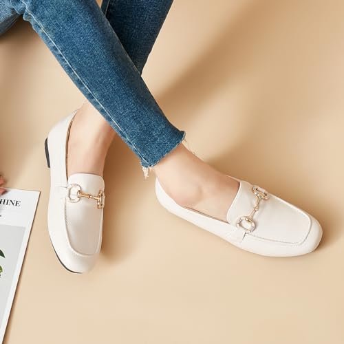 Image of DeYashopin Womens Loafers Shoes Fashion Low Heel Slip on Shoes Comfortable Driving Flats