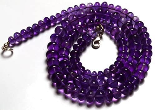 Améthyste foncée naturelle collier de perles rondelles haut de gamme