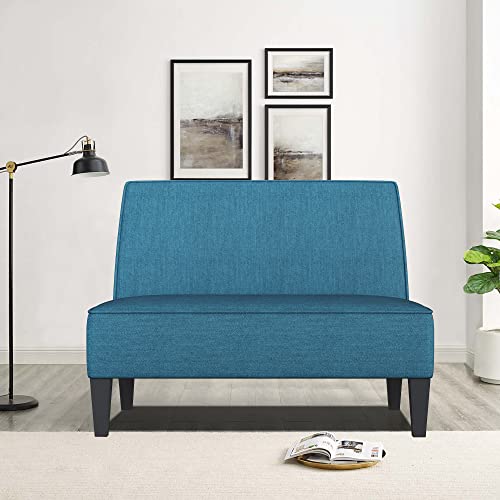 Changjie Furniture Small Loveseat Sofa Couch Upholstered Small Love Seat Mini Sofa Couch For Bedroom Living Room (Blue) #TOP2