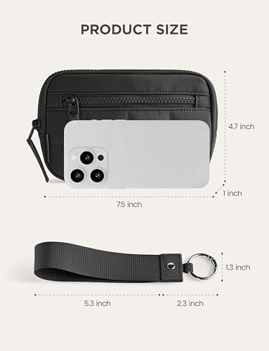 Image of Uselike Womens Wallet Card Holder Purse with Zipper Quilted Phone Wallet RFID Blocking Small Wristlet Wallets for Everyday, Travel (Black)