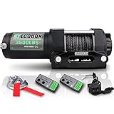 STEGODON 3500 lb. Load Capacity Electric Winch,12V Synthetic Rope Winch with Wireless Handheld Remote and Wired Handle,Waterproof IP67 Electric Winch with Hawse Fairlead(All Black)
